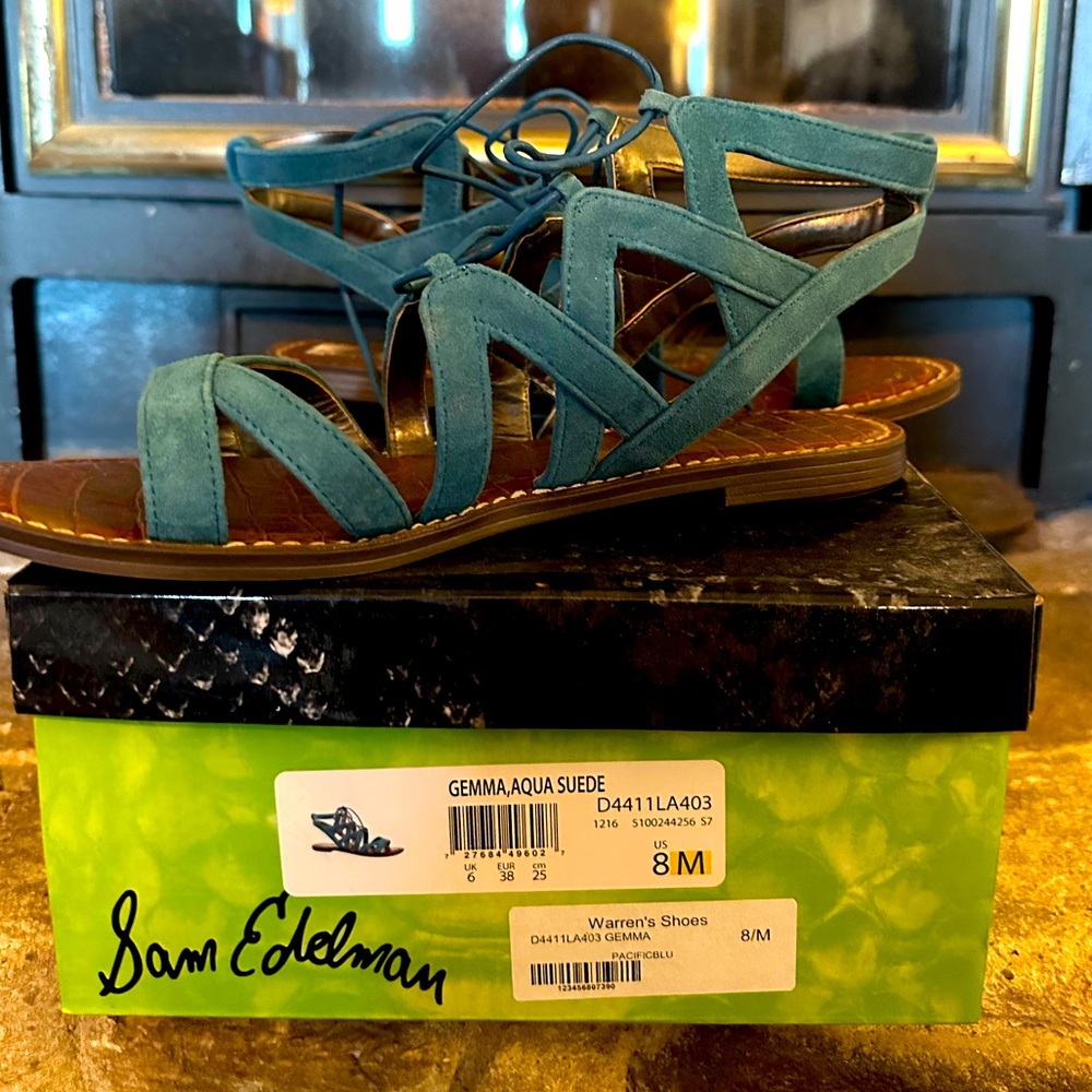 Sam Edelman Suede Aqua Sandals Size 8